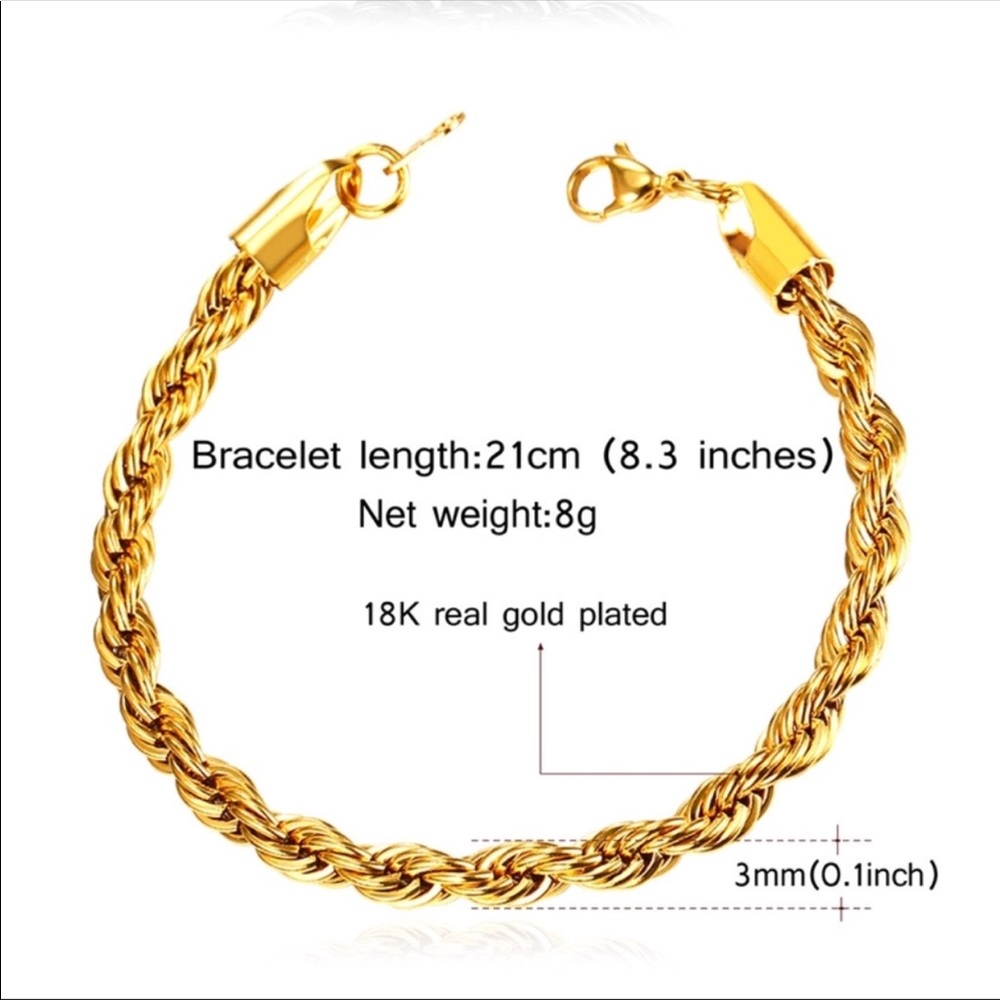 New 18k gold plated rope bracelet - Picture 3 of 4